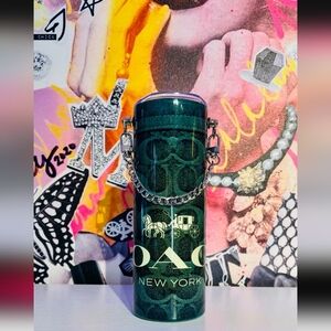 Custom Made Travel Cup With Silver Chain And Straw NIB